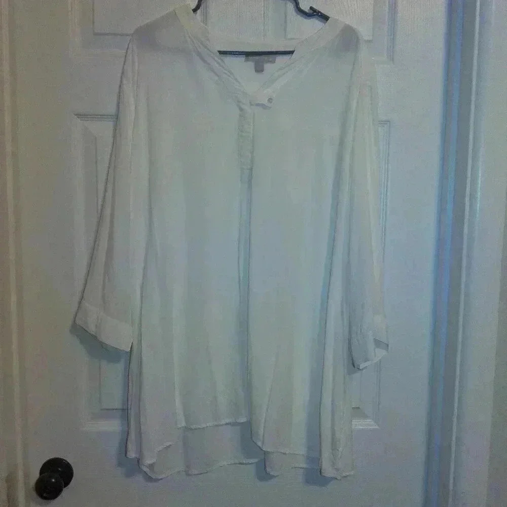 Woman Within White See Threw Tunic Top / Size 2X - 26/28